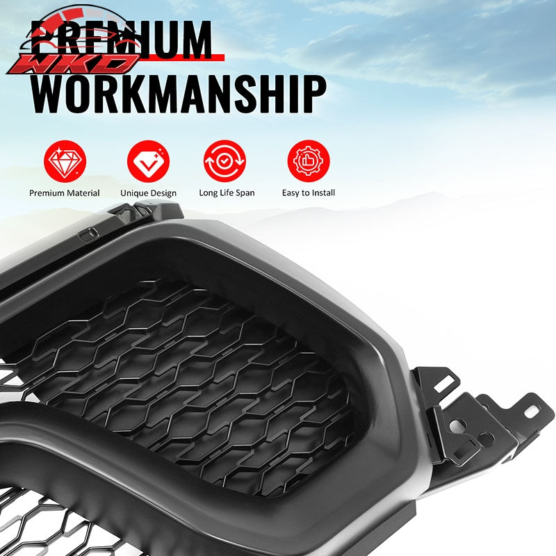 For 19-24 Ram 1500 Rebel OE Style Front Bumper Hood Grille Cover Matte Black ABS
