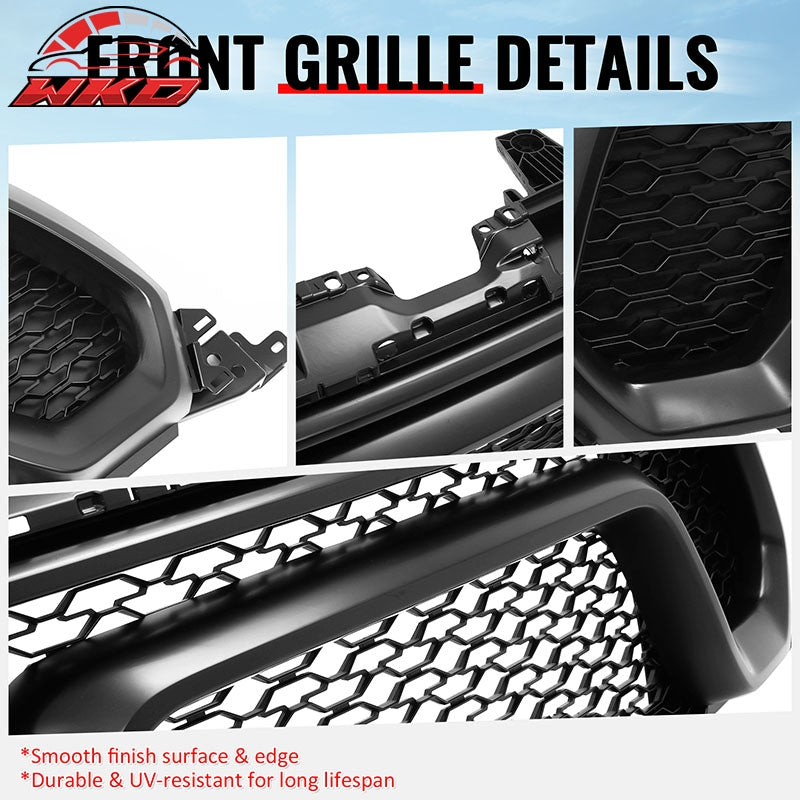 For 19-24 Ram 1500 Rebel OE Style Front Bumper Hood Grille Cover Matte Black ABS