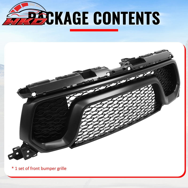 For 19-24 Ram 1500 Rebel OE Style Front Bumper Hood Grille Cover Matte Black ABS