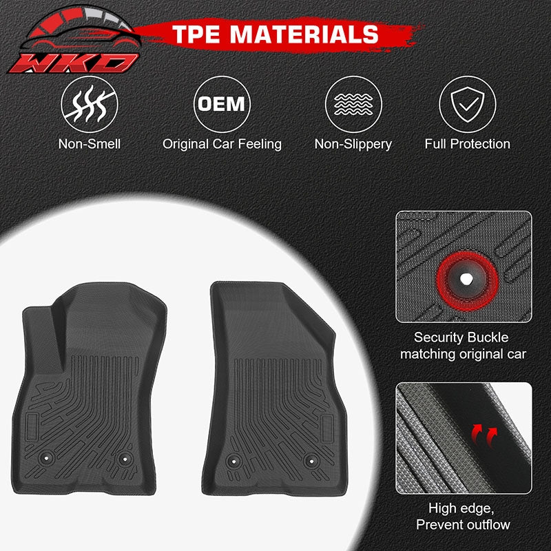 Fits 15-21 Ram ProMaster City Anti-Slip Front Floor Mats All Weather TPE Carpets