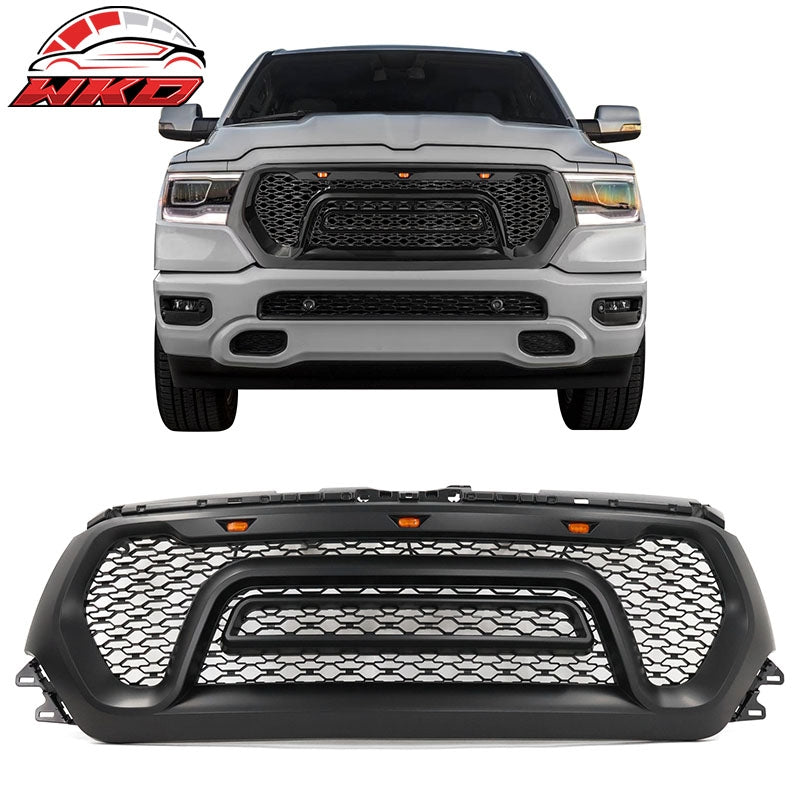 Wholesale 19-24 Ram 1500 Rebel Style Front Grille with Signal Lights Matte Black ABS