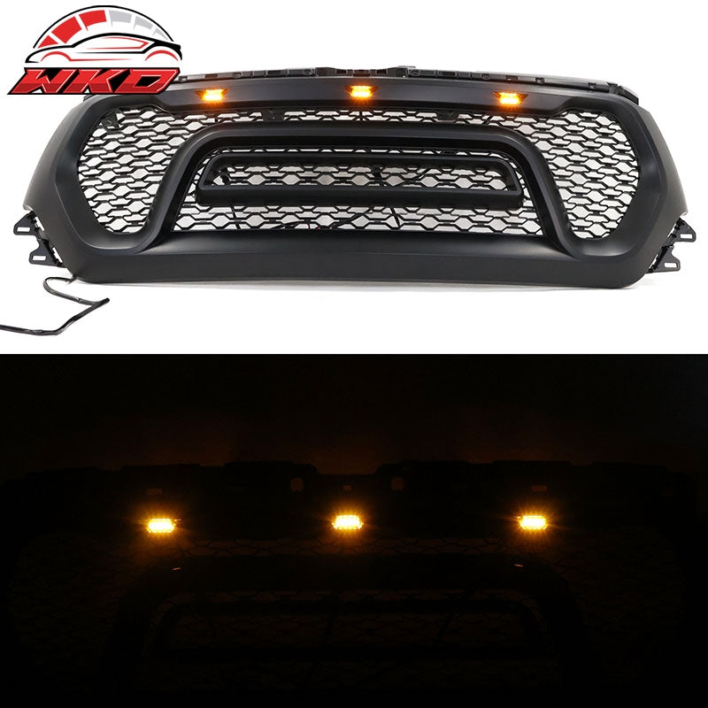 Fits 19-24 Ram 1500 Rebel Style Front Grille with Signal Lights Matte Black ABS