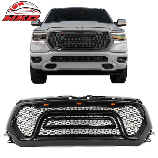 Wholesale 19-24 Ram 1500 Rebel Style Front Grille with Signal Lights Gloss Black ABS