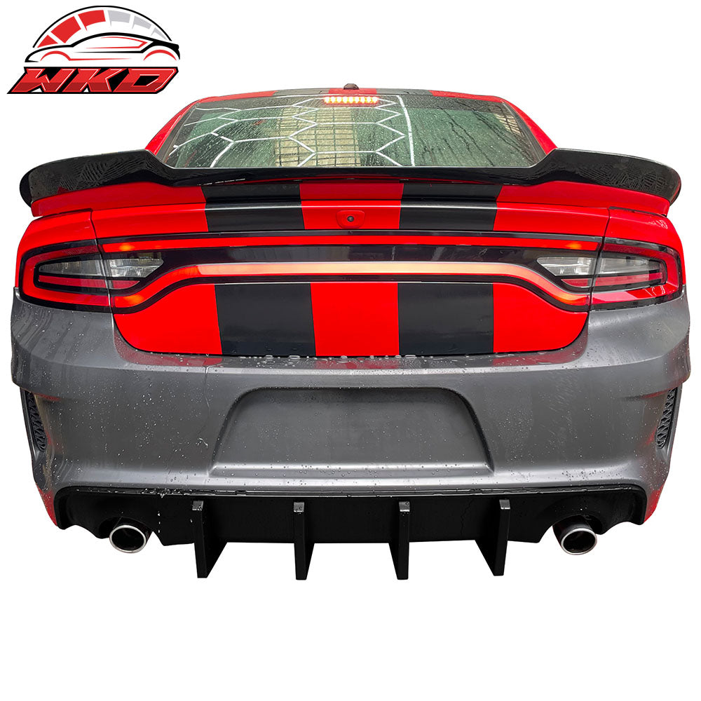 Fits 15-23 Dodge Charger Rear Bumper Conversion w/ Gloss Black Rear Diffuser Lip