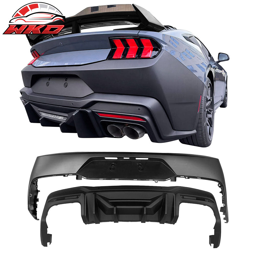 Fits 24-26 Mustang OE Rear Bumper Cover Rock Diffuser Valance Lip Matte Black PP