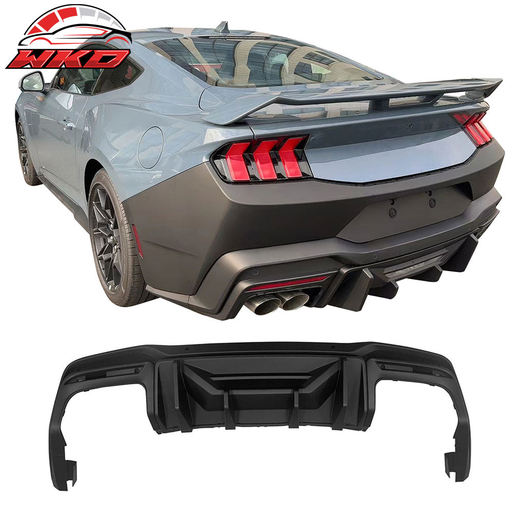 Fits 24-26 Mustang OE Rear Bumper Cover Rock Diffuser Valance Lip Matte Black PP