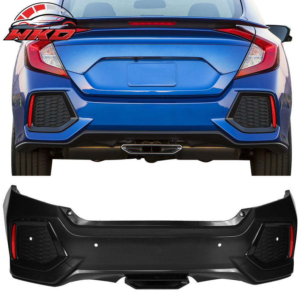 Fits 16-21 Honda Civic Sedan SI Style Rear Bumper Cover Unpainted PP+ABS