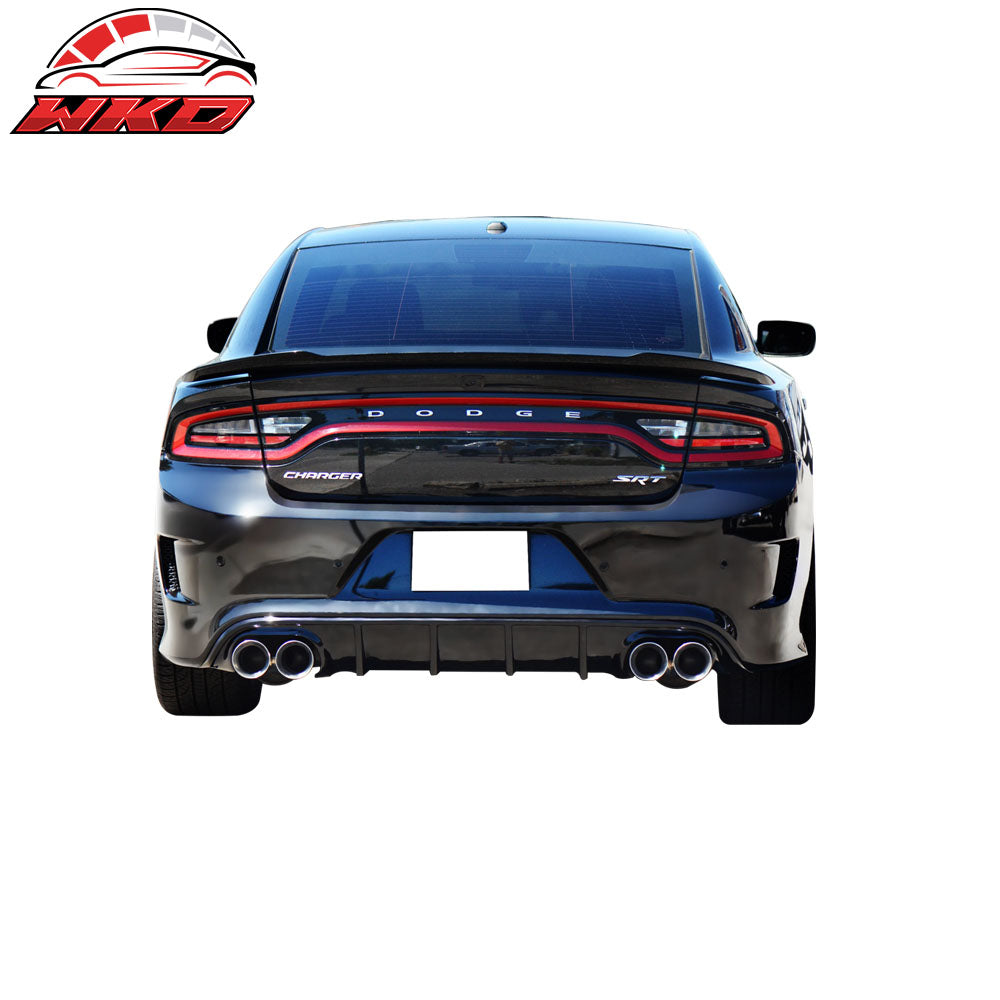 Fits 15-23 Dodge Charger Rear Bumper Cover + Rear Diffuser Quad Exhaust PP