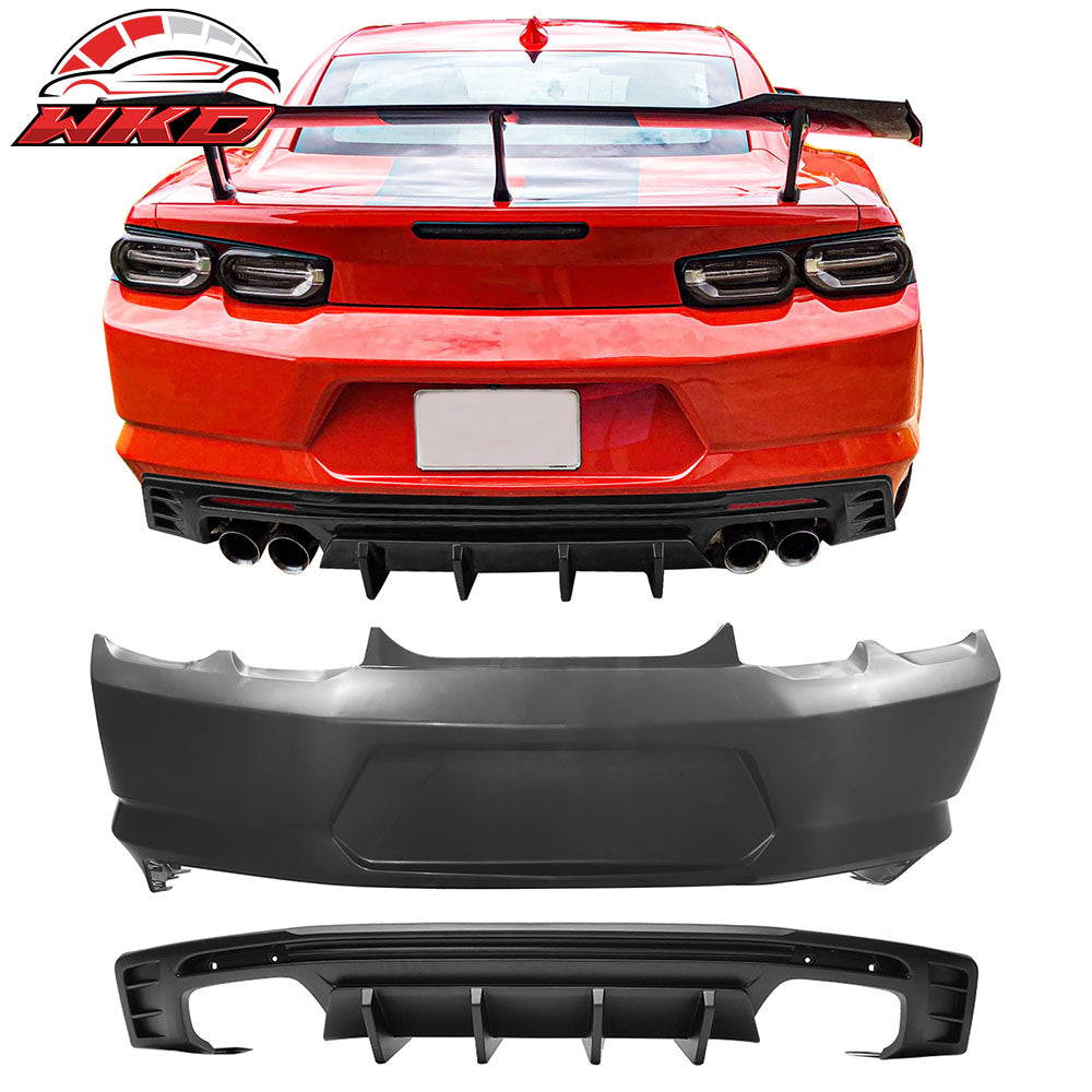 Fits 19-24 Camaro OE Style Replacement Rear Bumper Cover w/ IKON Matte Diffuser