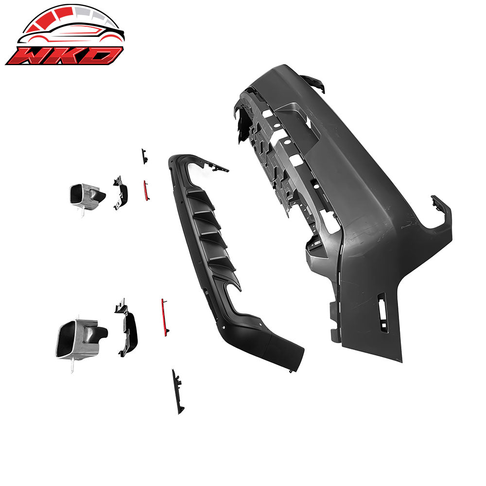 Wholesale 08-14 Dodge Challenger 2015+ SRT Hellcat Style Rear Bumper Cover V2 Diffuser