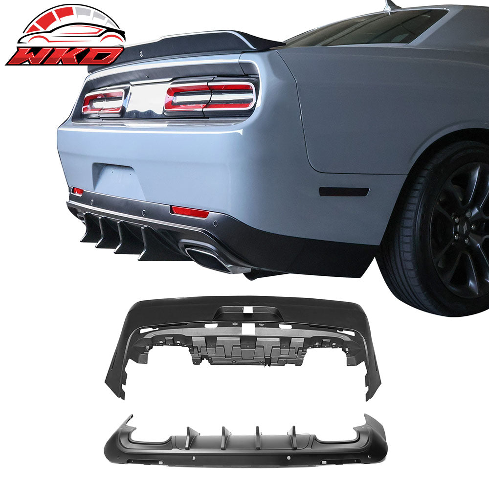 Wholesale 08-14 Dodge Challenger 2015+ SRT Hellcat Style Rear Bumper Cover V4 Diffuser