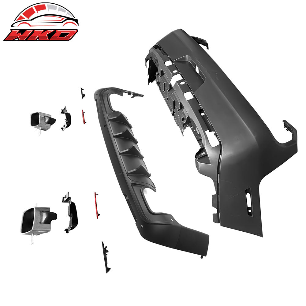 Wholesale 08-14 Dodge Challenger 2015+ SRT Hellcat Style Rear Bumper Cover V4 Diffuser