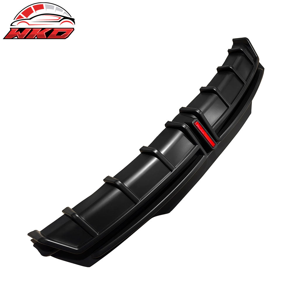 Fits 24-25 Tesla Model 3 Highland Rear Bumper Diffuser Matte Black Lip LED Apron