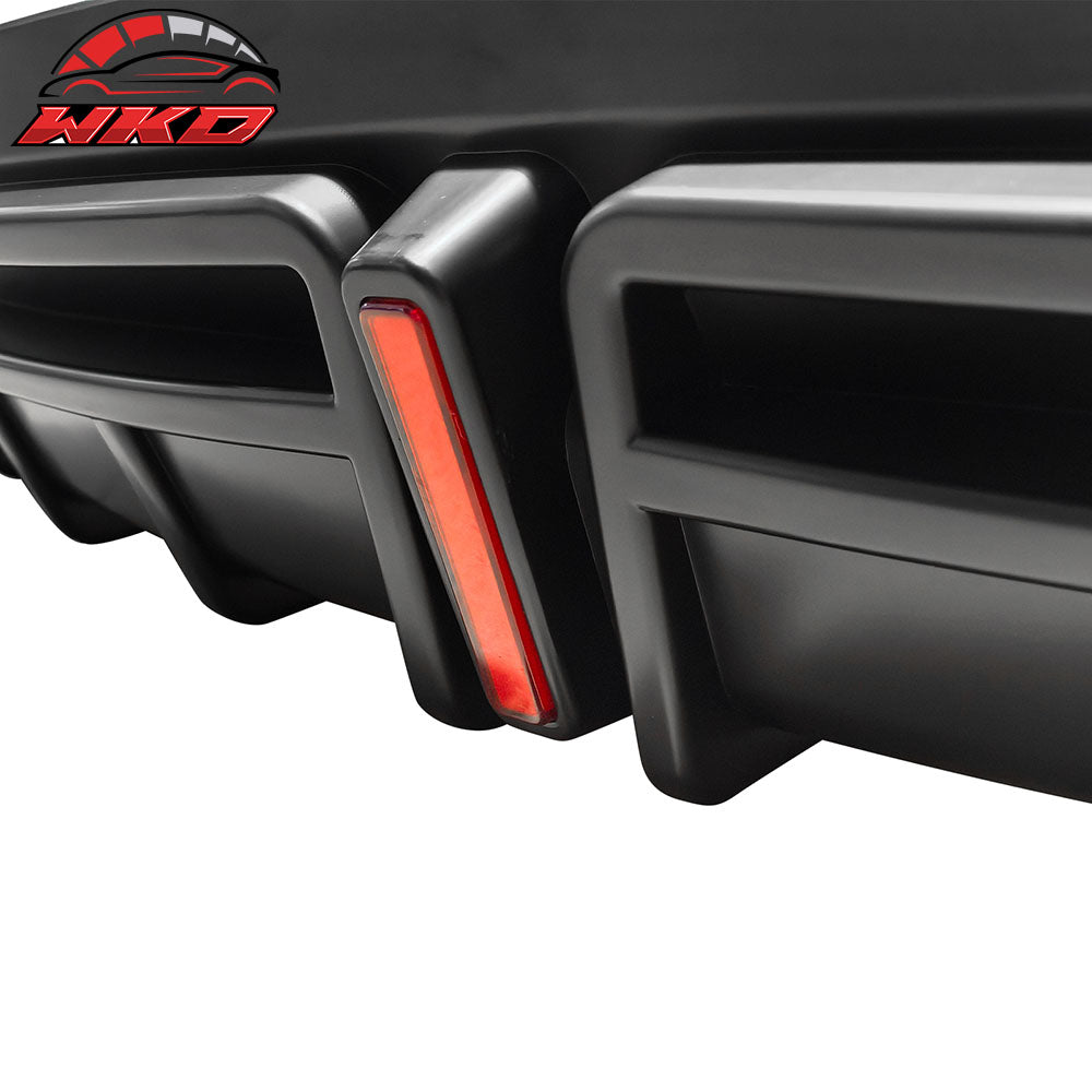 Fits 24-25 Tesla Model 3 Highland Rear Bumper Diffuser Matte Black Lip LED Apron