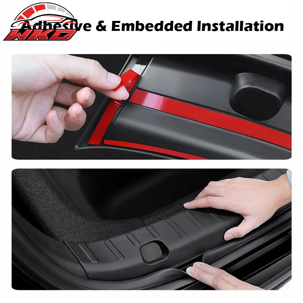 Fits 20-23 Tesla Model Y Black Rear Bumper Guard Sill Plate Trim PP + TPE 3PCS