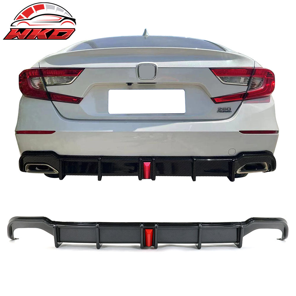 Fits 18-22 Honda Accord Sport LED Rear Bumper Lip Diffuser Carbon Fiber Print