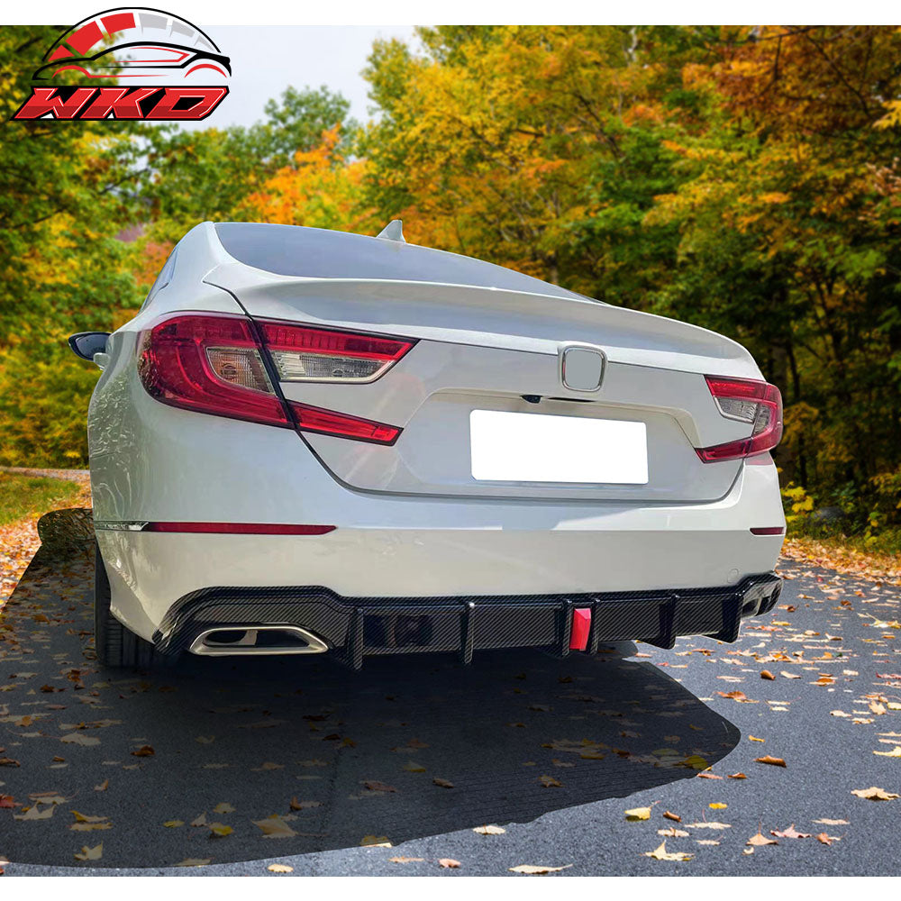 Fits 18-22 Honda Accord Sport LED Rear Bumper Lip Diffuser Carbon Fiber Print