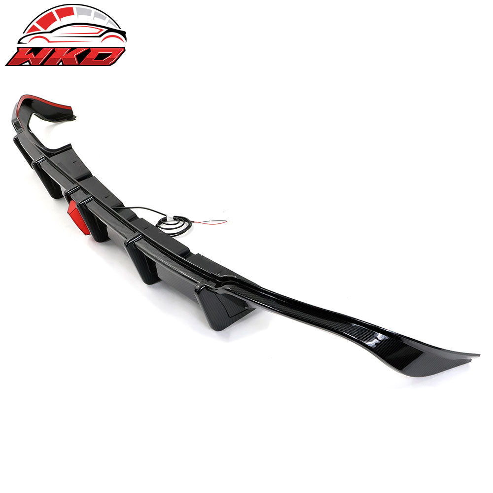 Fits 18-22 Honda Accord Sport LED Rear Bumper Lip Diffuser Carbon Fiber Print