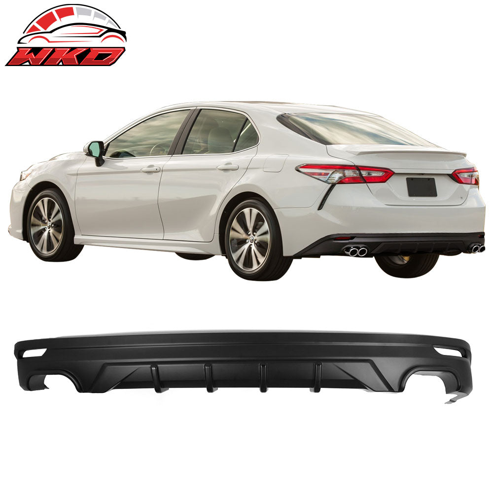 Fits 18-24 Toyota Camry Rear Bumper Lip Diffuser V3 Matte Black PP Lower Spoiler