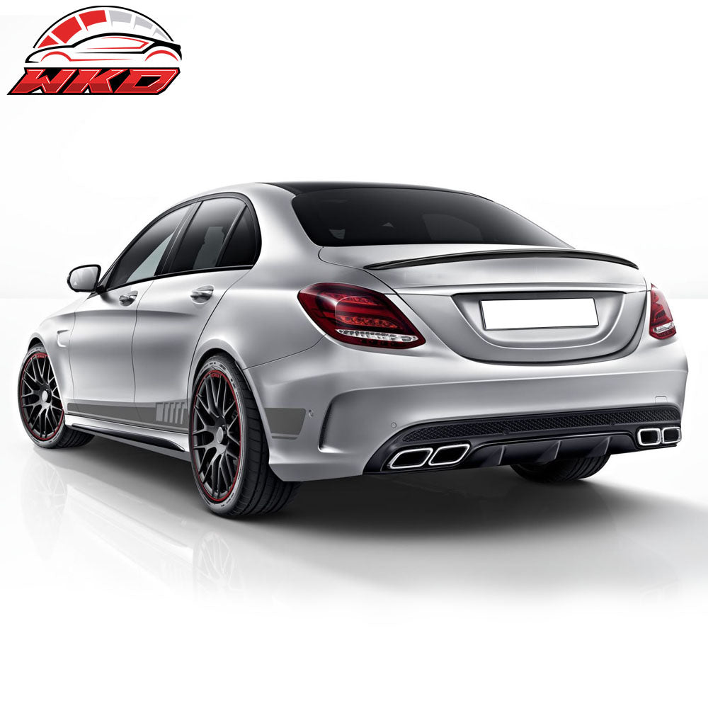 Fits 15-18 Benz W205 C Class AMG Style Rear Bumper Lip Diffuser W/Tip PP
