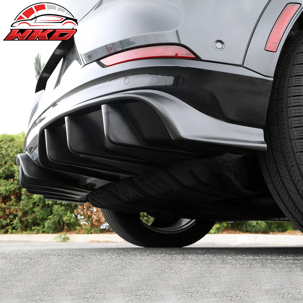 Fits 21-24 Ford Mustang Mach-E GT Matte Black Rear Bumper Lip Diffuser Fins 2PC