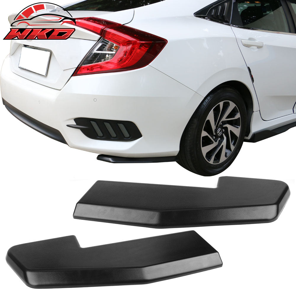 Universal V1 Style 2PCS Rear Bumper Lip Splitter Aprons Valance Sanded Black PP
