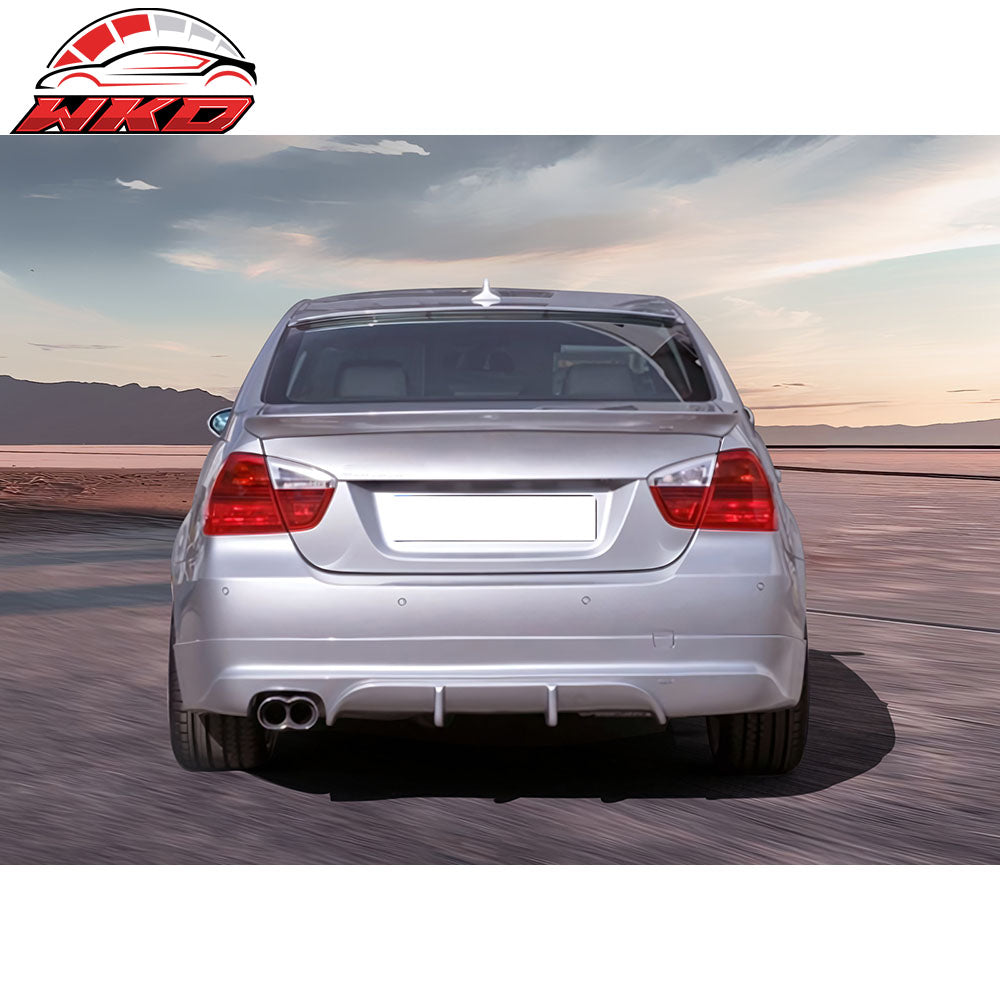 Fits 05-12 BMW E90 3-Series Sedan AC-S Style Rear Bumper Lip Spoiler Unpainted