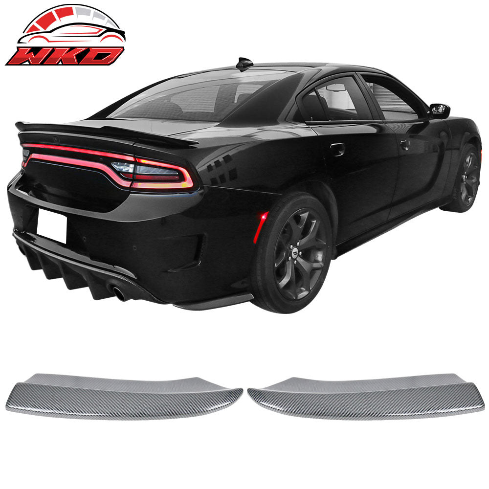 Fits 15-23 Dodge Charger Rear Bumper Lip Side Apron Spat 2PC Carbon Fiber Print
