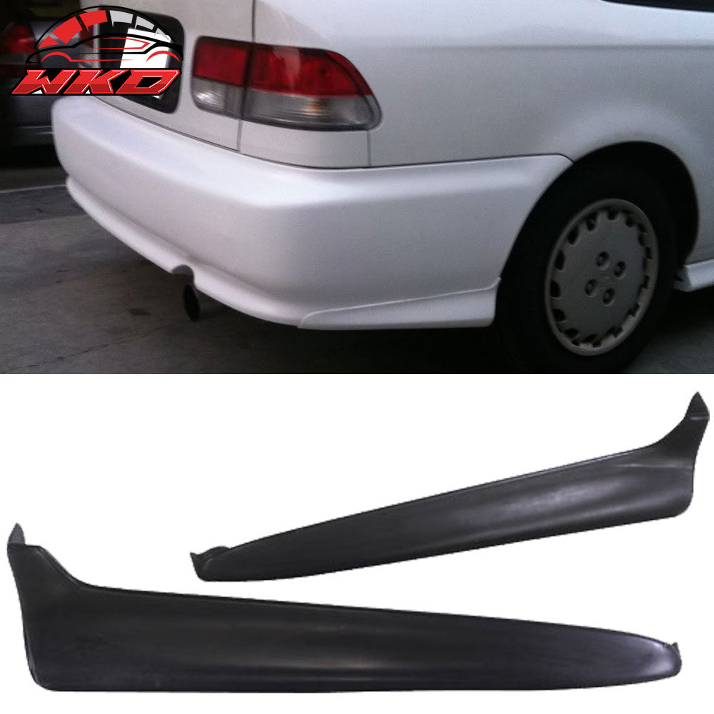 Fits 99-00 Honda Civic Rear Bumper Lip Apron Spats Cap Valences Unpainted 2PC PU
