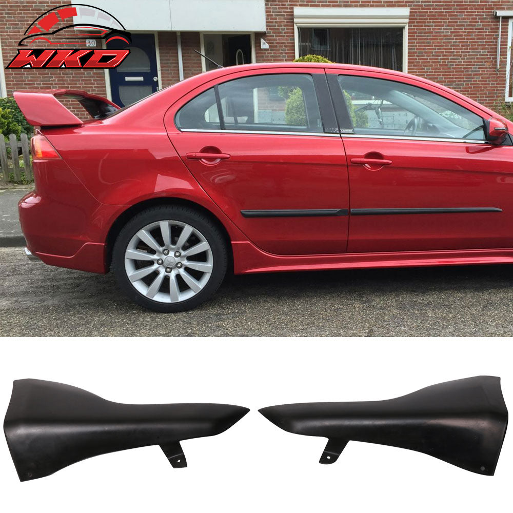 Fits 08-15 Mitsubishi Lancer Rear Bumper Lip Aprons 2PC Unpainted - PU