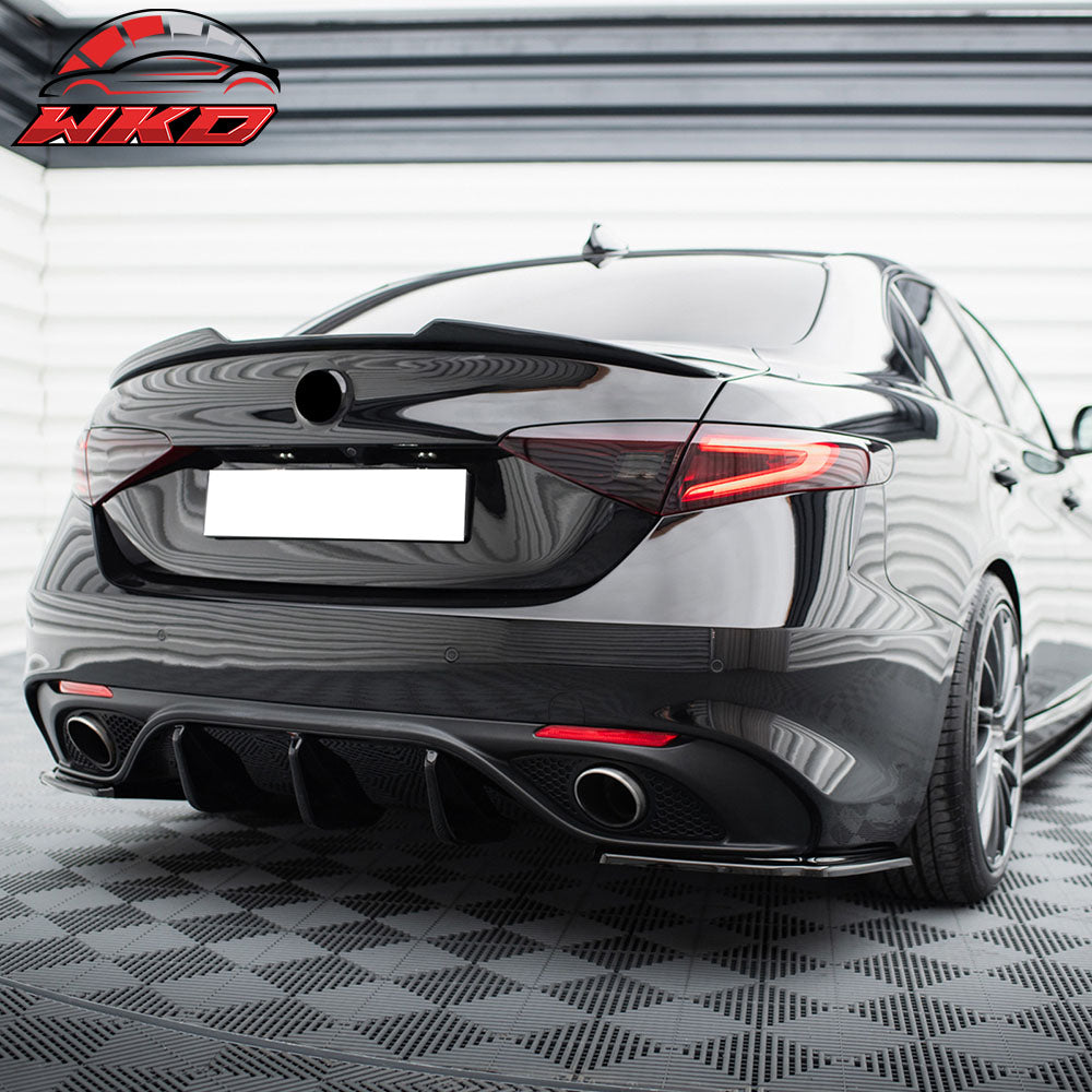 Fits 17-25 Alfa Romeo Giulia MX Style Rear Bumper Aprons Extensions PU Unpainted