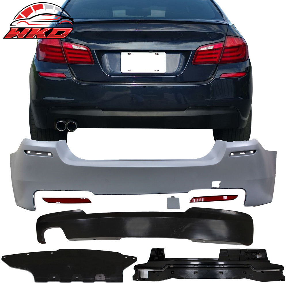 Fits 11-16 BMW F10 5-Series MTech Style Rear Bumper Conversion Kit Single Outlet