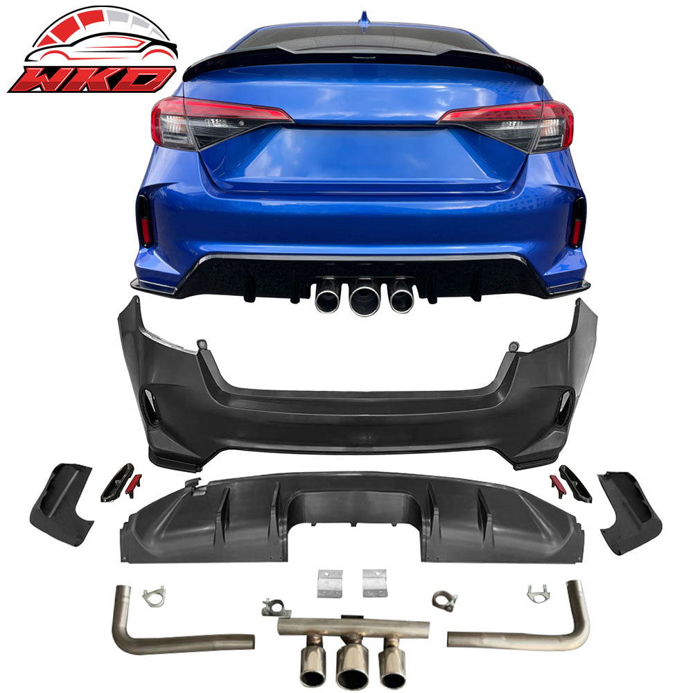 Fits 22-26 Civic EX Touring Rear Bumper Type R Style + Diffuser + Exhaust Pipe