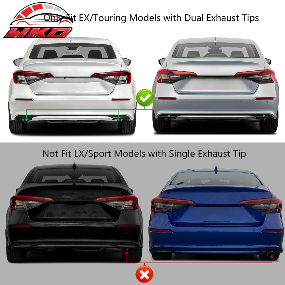 Fits 22-26 Civic EX Touring Rear Bumper Type R Style + Diffuser + Exhaust Pipe