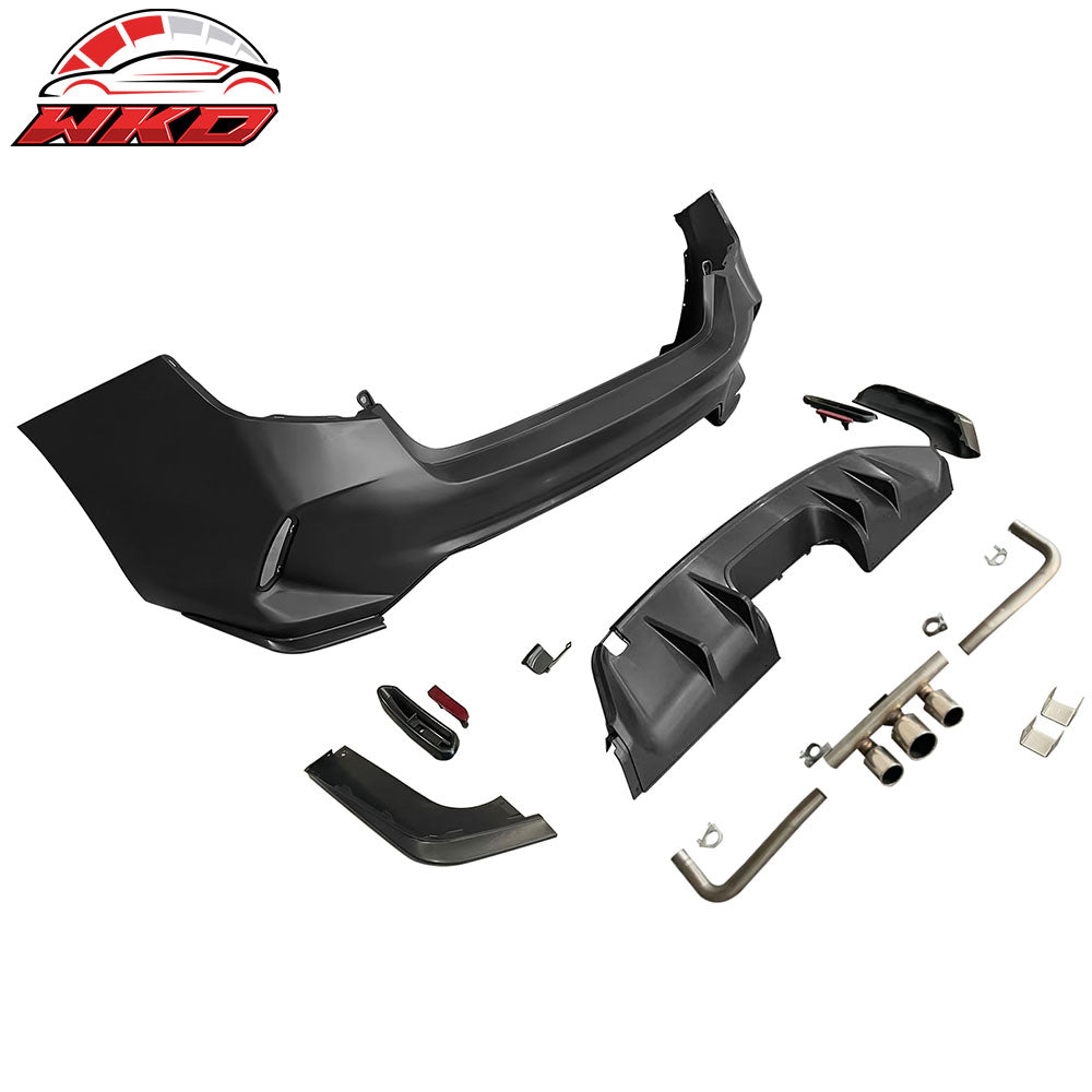 Fits 22-26 Civic EX Touring Rear Bumper Type R Style + Diffuser + Exhaust Pipe