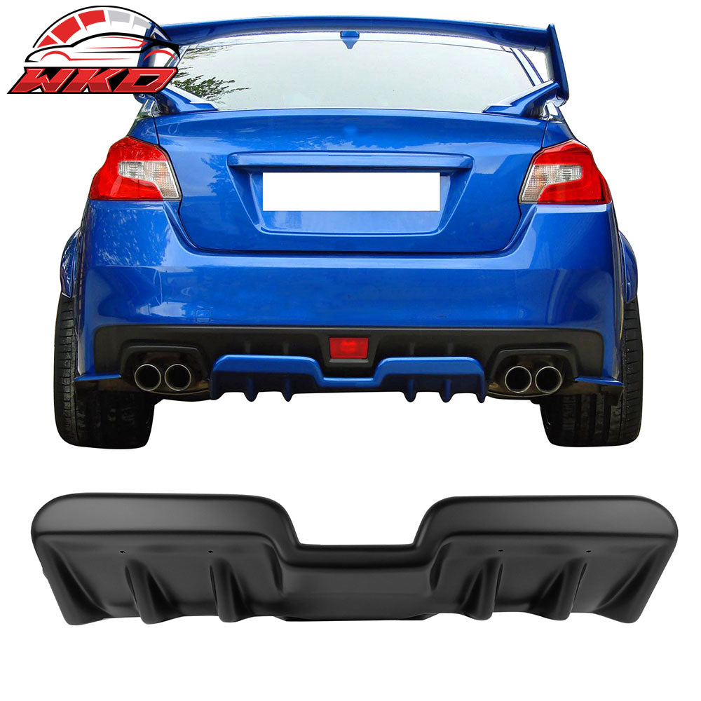 Fits 15-21 Subaru WRX STI H Style Matte Black Rear Bumper Lip Diffuser Fin PP