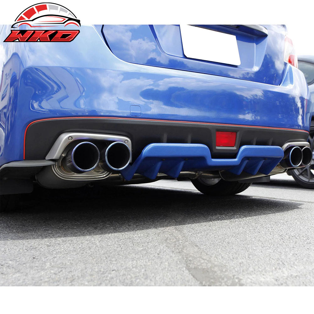 Fits 15-21 Subaru WRX STI H Style Matte Black Rear Bumper Lip Diffuser Fin PP