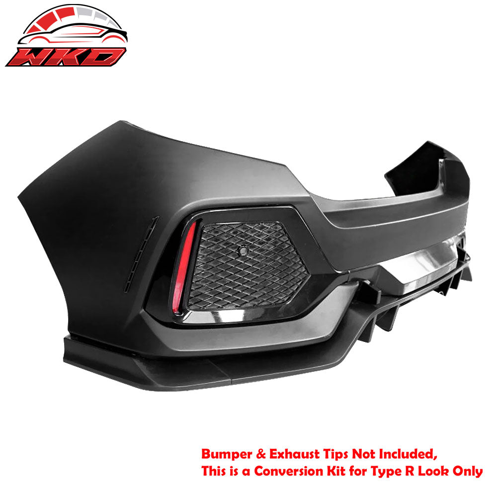 Fits 17-21 Honda Civic Hatchback Type R Rear Bumper Garnish Conversion Kit - PP