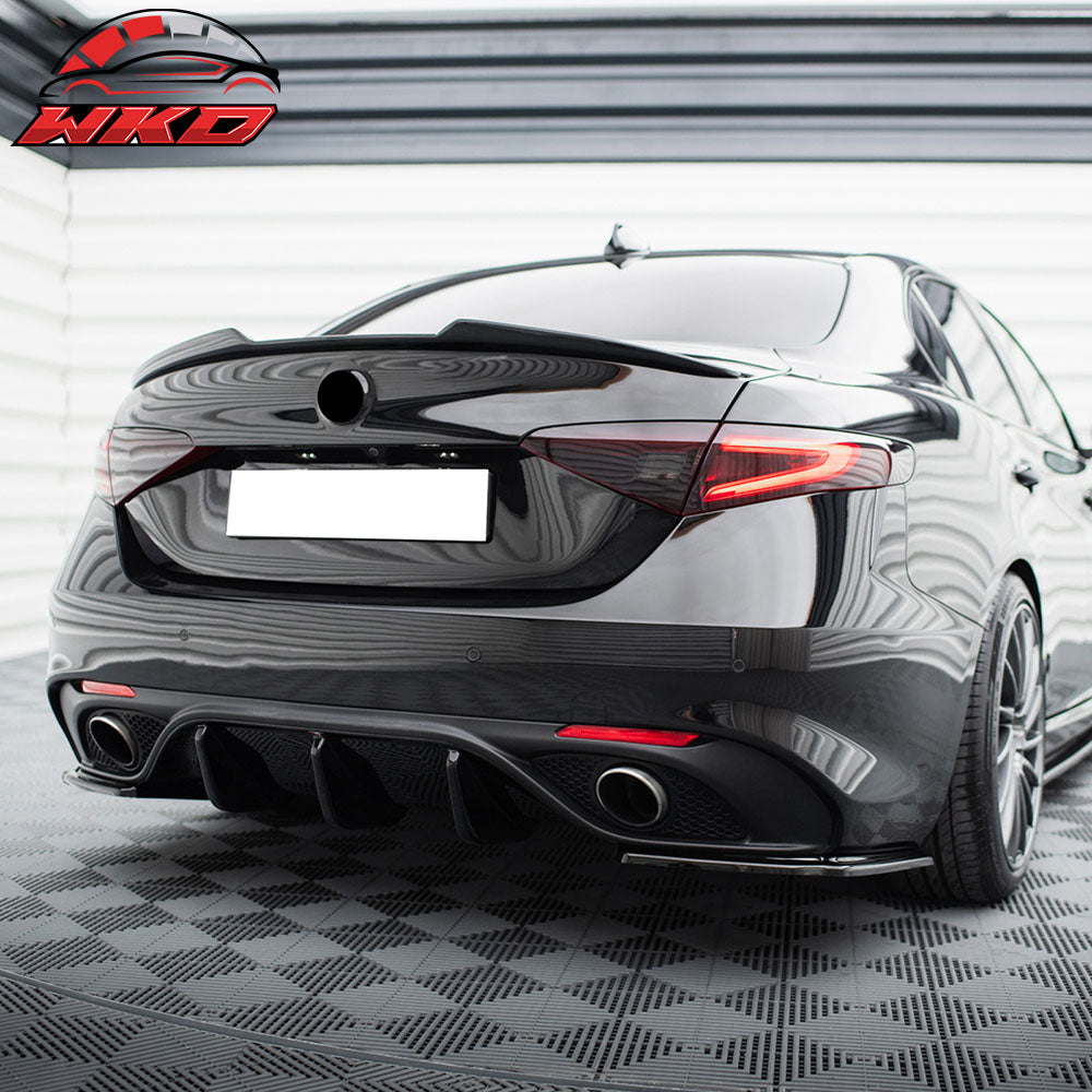 Fits 17-25 Alfa Romeo Giulia MX Style Rear Bumper Lip Diffuser PU Unpainted