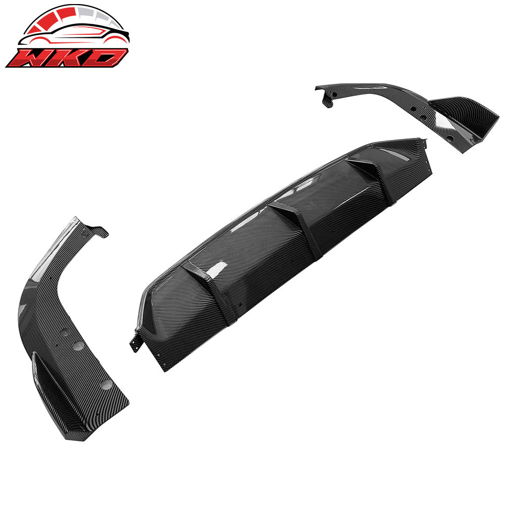 Fits 19-25 BMW G05 X5 M Sport Rear Bumper Lip Diffuser Carbon Fiber Print 3PC