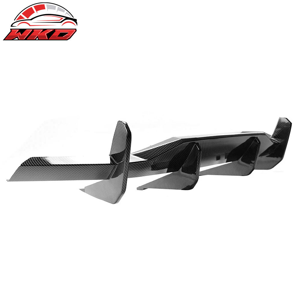 Fits 20-25 Chevy Corvette C8 Rear Bumper Diffuser Fin Lip Carbon Fiber Print ABS