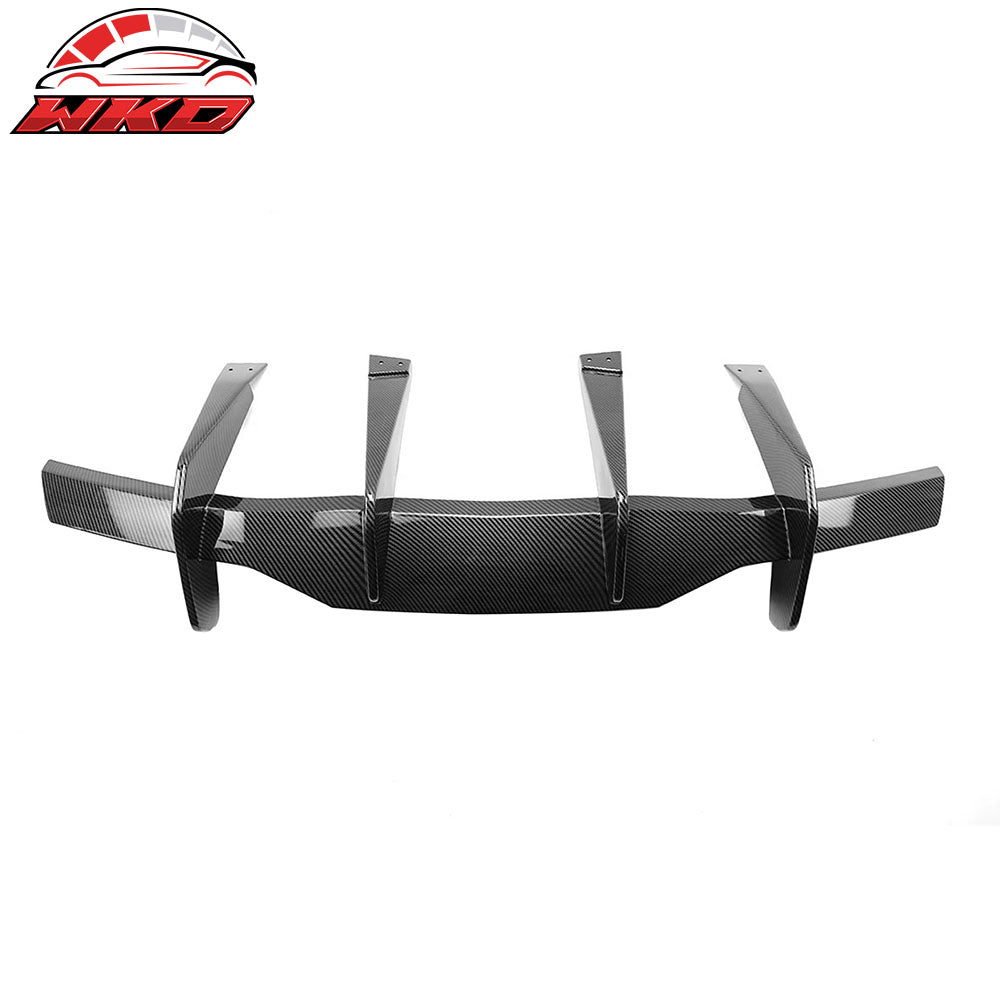 Fits 20-25 Chevy Corvette C8 Rear Bumper Diffuser Fin Lip Carbon Fiber Print ABS