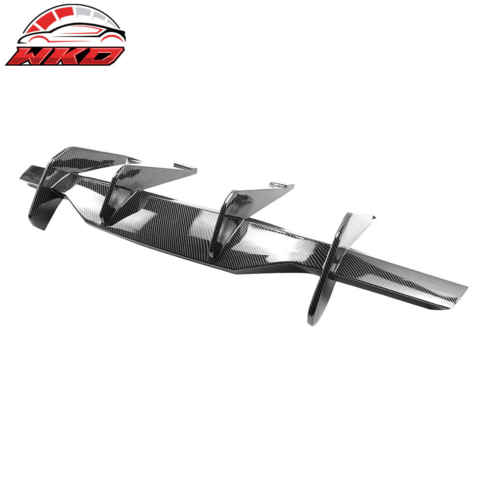 Fits 20-25 Chevy Corvette C8 Rear Bumper Diffuser Fin Lip Carbon Fiber Print ABS