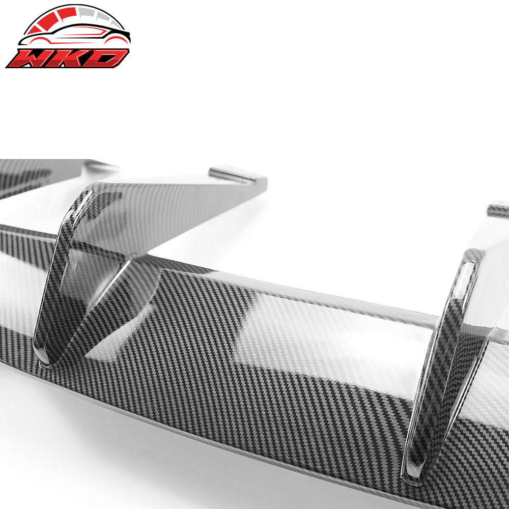 Fits 20-25 Chevy Corvette C8 Rear Bumper Diffuser Fin Lip Carbon Fiber Print ABS