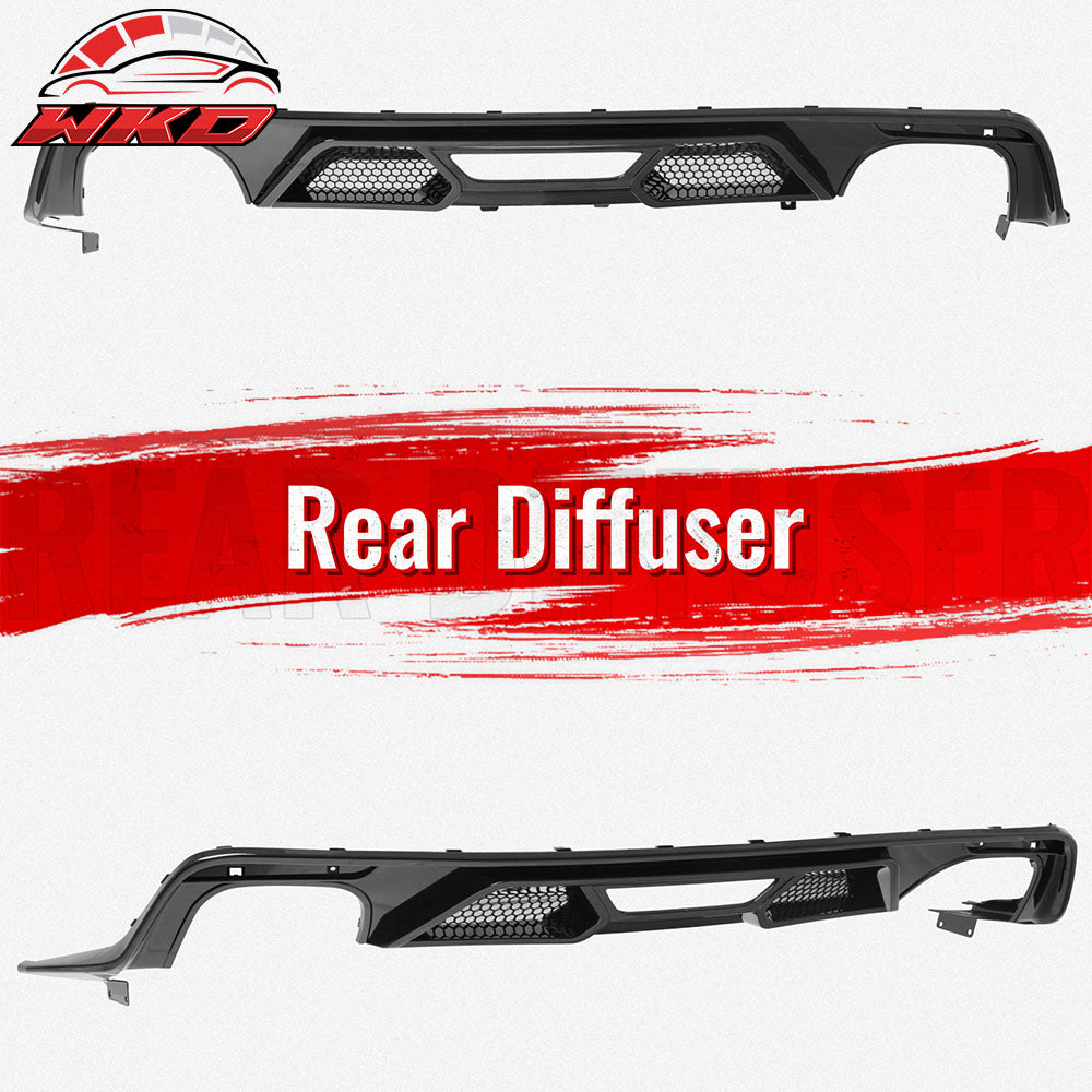 Fits 15-17 Ford Mustang GT500 Style Rear Bumper Lip Diffuser PP 4PCS Gloss Black