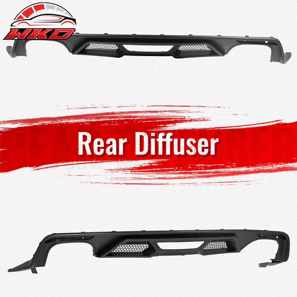 Fits 15-17 Ford Mustang GT500 Style Rear Bumper Lip Diffuser PP 4PCS Matte Black