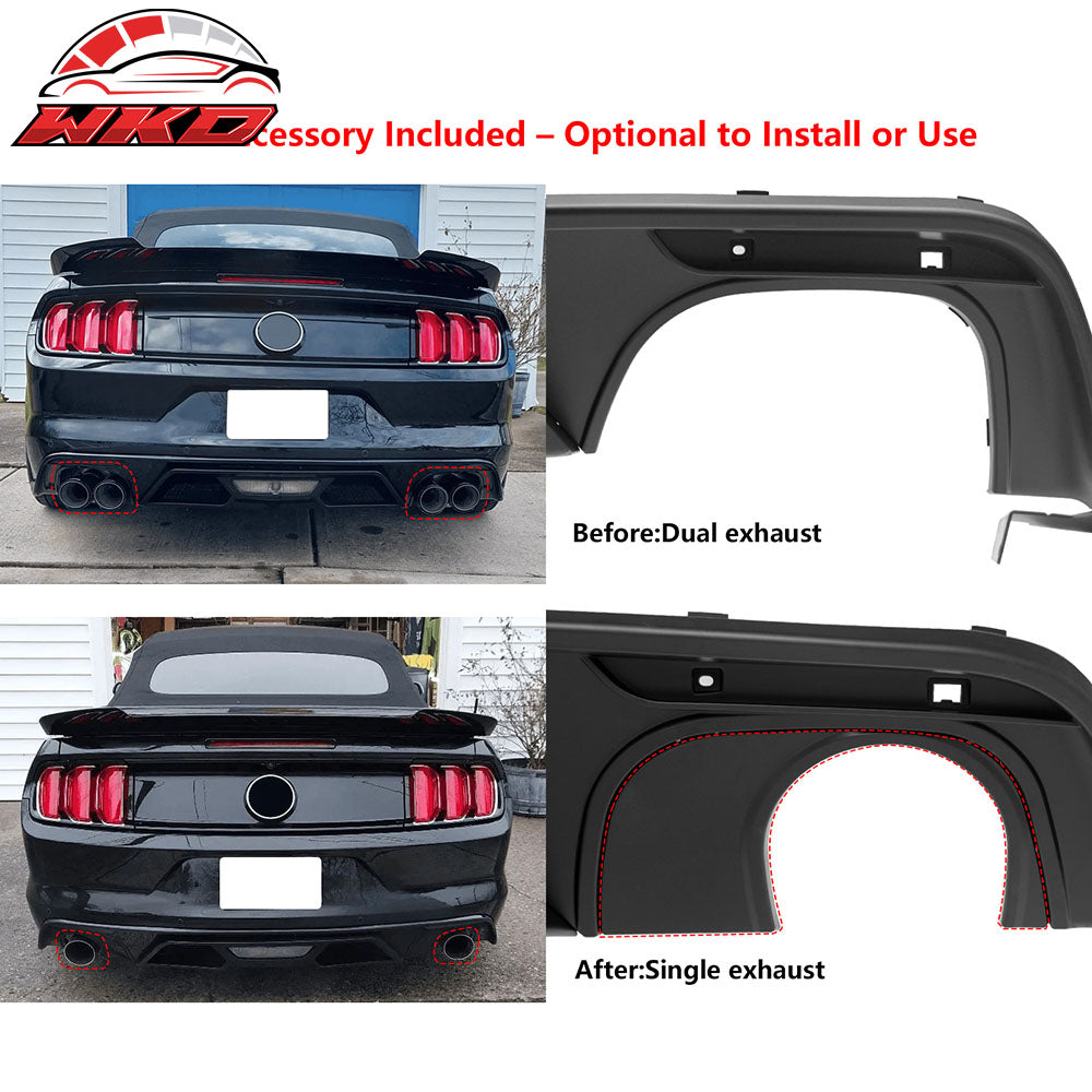 Fits 15-17 Ford Mustang GT500 Style Rear Bumper Lip Diffuser PP 4PCS Matte Black