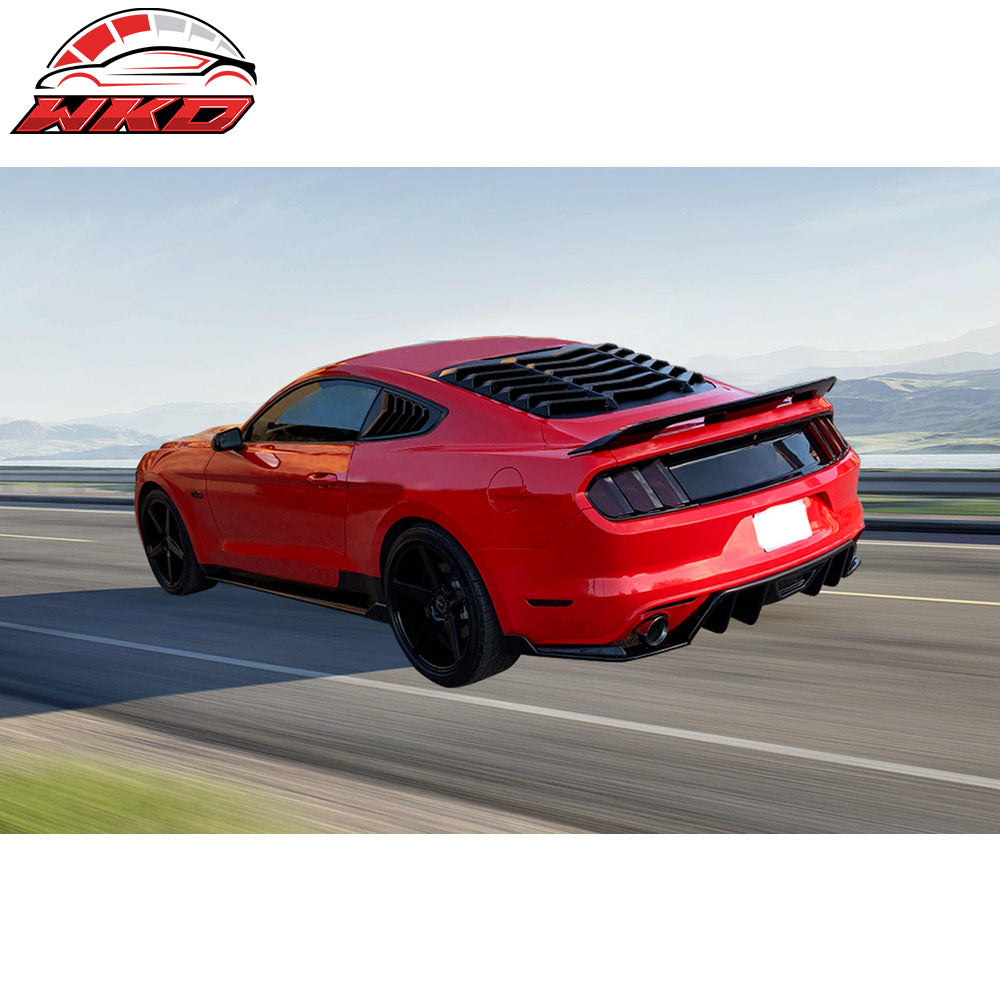 Fits 15-17 Ford Mustang HN Style Rear Bumper Lip Diffuser 3PC Matte Black - PP