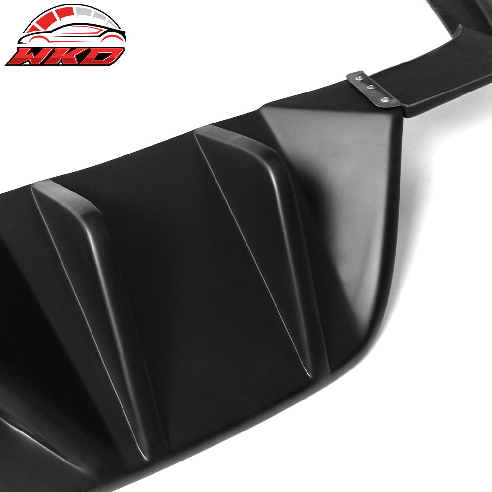 Fits 15-17 Ford Mustang HN Style Rear Bumper Lip Diffuser 3PC Matte Black - PP