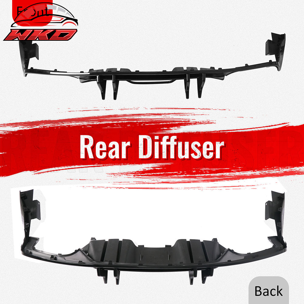 Fits 15-17 Ford Mustang Speed Style Rear Bumper Lip Diffuser PP 4PCS Gloss Black